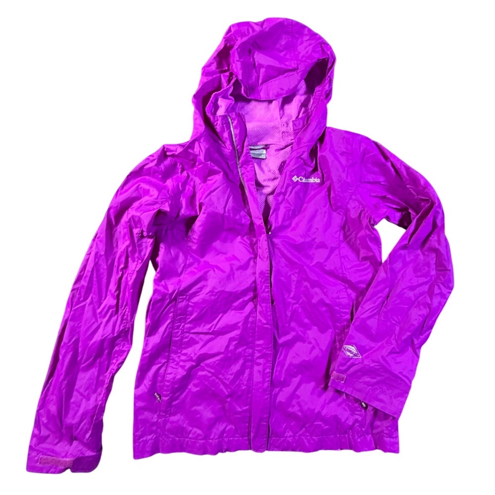 Columbia Girls Pink Hooded Lightweight Rain Jacket Size L